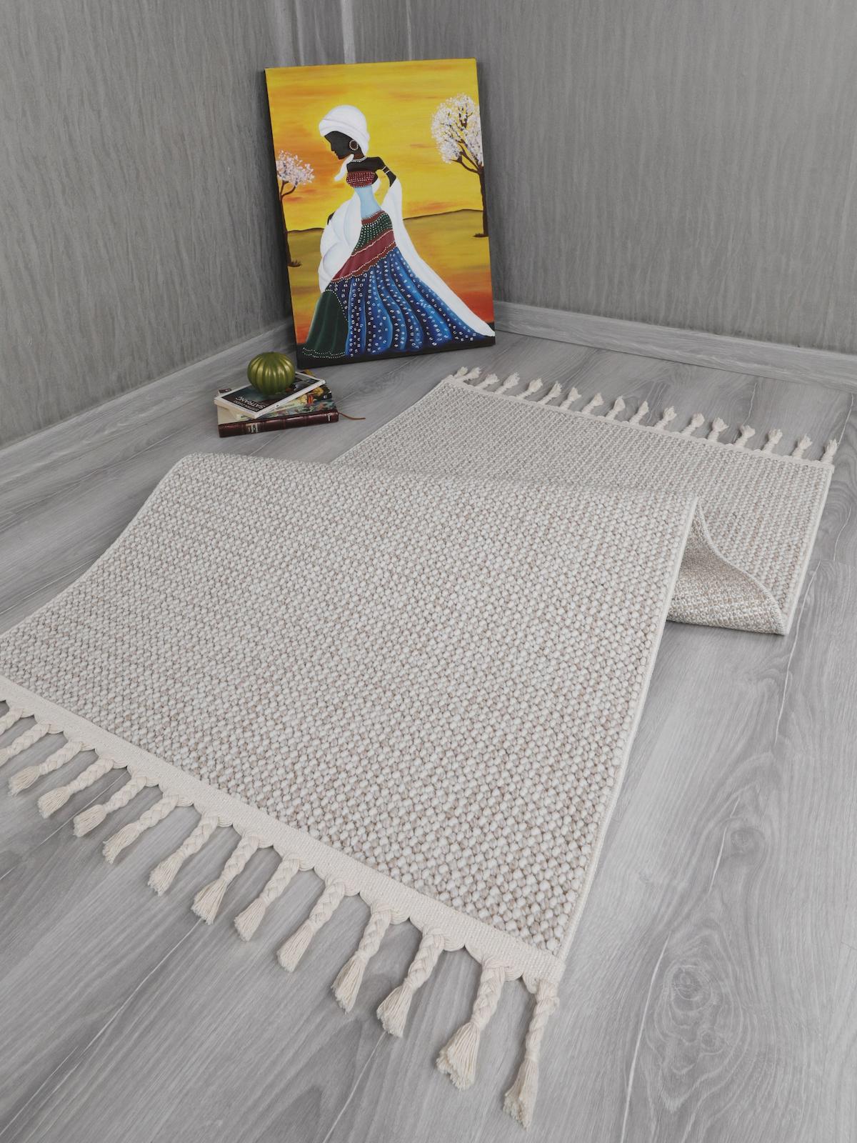 My Evilla Gri-Siyah 12 mm Polyester Yıkanabilir Kalın Kaymaz Dikdörtgen Makine Dokuma Salon Halısı 200x290 cm