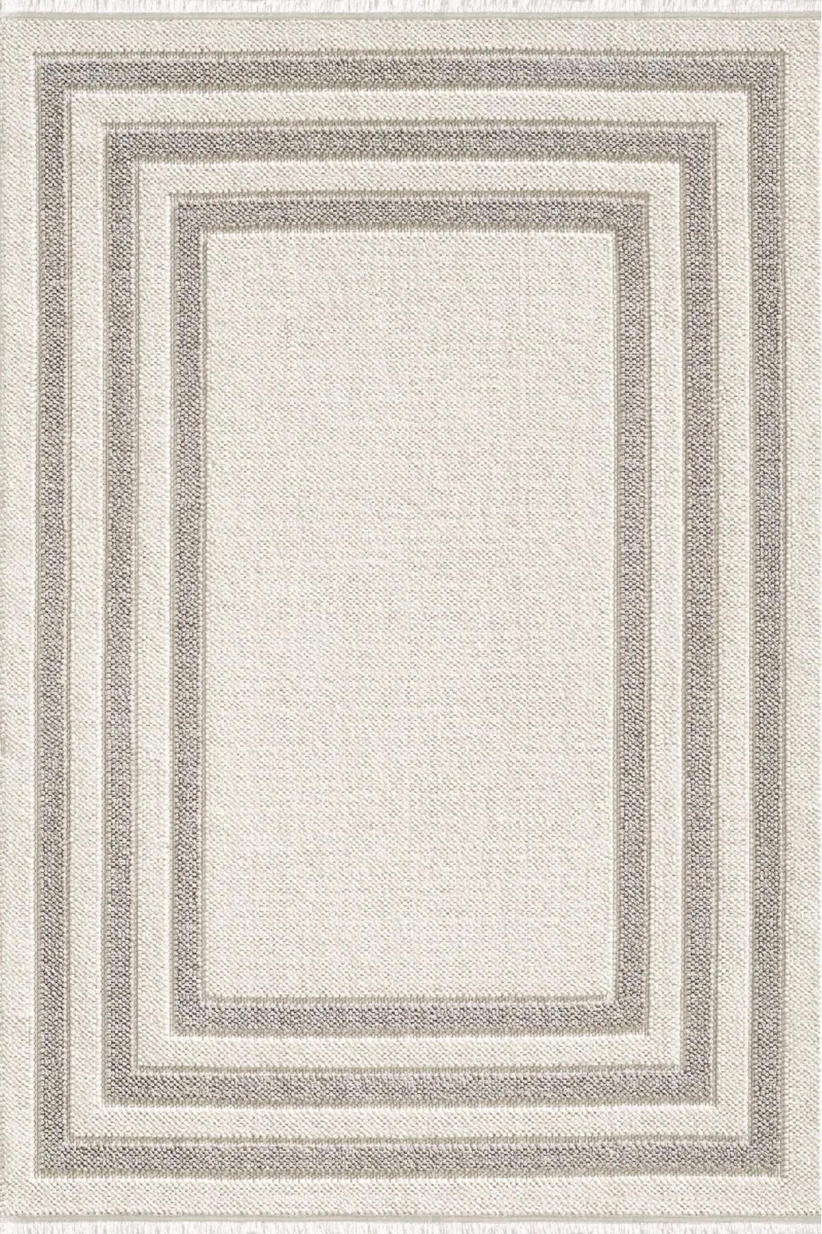 Royal Halı Loopy LQ06C Krem 6 mm Polyester Antibakteriyel Yıkanabilir Kalın Kaymaz Lateks Taban Dikdörtgen Makine Dokuma Salon Halısı 80x150 cm