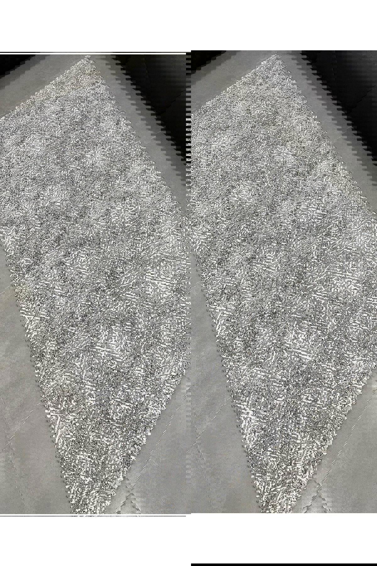 Merinos  Harvard 39445 Gri - Vizon 10 mm Polyester Antibakteriyel Yıkanabilir İnce Kaymaz Dikdörtgen Makine Dokuma Salon Halısı 80x800 cm