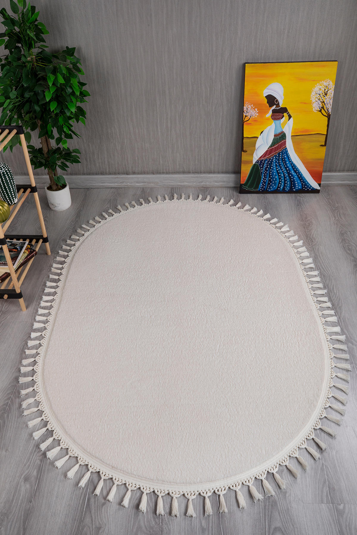My Evilla Simirna Krem 10 mm Pamuk Yıkanabilir Kalın Kaymaz Dikdörtgen Makine Dokuma Salon Halısı 140x200 cm