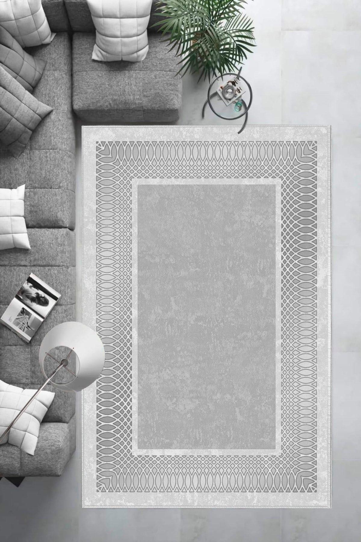 Aldora B1223 Krem 9 mm Deri Toz Tutmaz Yıkanabilir İnce Kaymaz Deri Taban Dikdörtgen Makine Dokuma Salon Halısı 80x150 cm