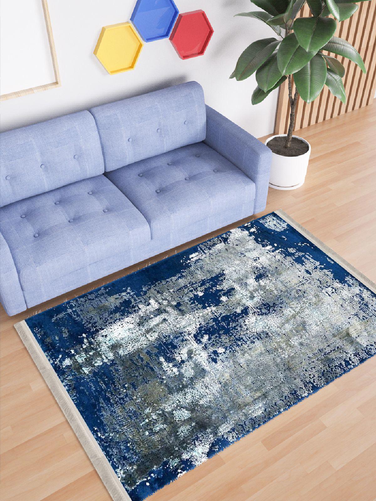 Enbe Collection E-DK5145A Krem 5 mm Pamuk Silinebilir Yıkanabilir Orta Kaymaz Dot Taban Dikdörtgen Makine Dokuma Oturma Odası Halısı 80x120 cm