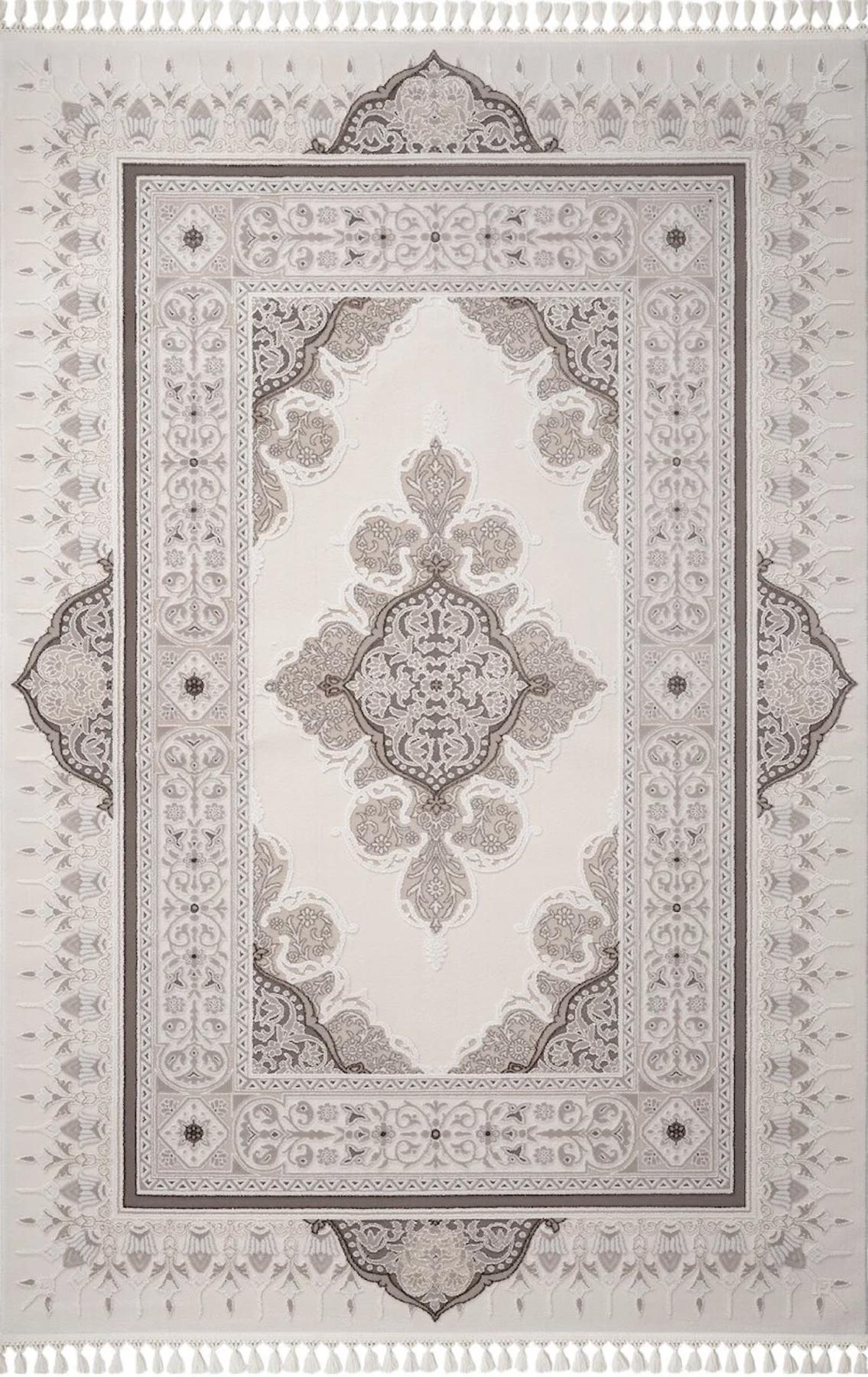 Sanat Halı Delüks 7000 Krem 7 mm Akrilik Yıkanabilir Kalın Kaymaz Lateks Taban Dikdörtgen Makine Dokuma Salon Halısı 120x170 cm