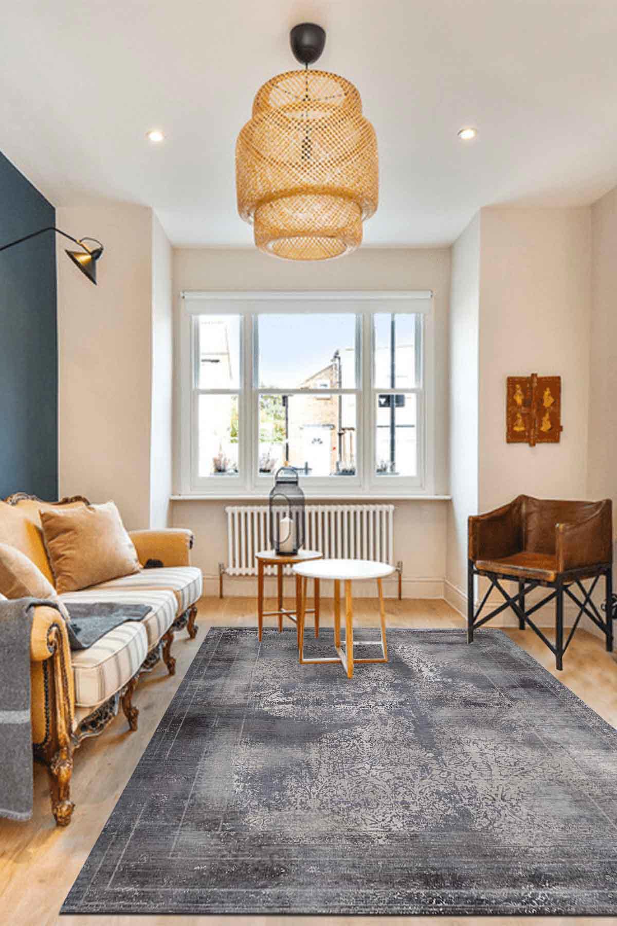 İlyaki Home Adnel Krem 0.8 mm Pamuk Yıkanabilir İnce Kaymaz Jüt Taban Dikdörtgen Makine Dokuma Salon Halısı 200x275 cm