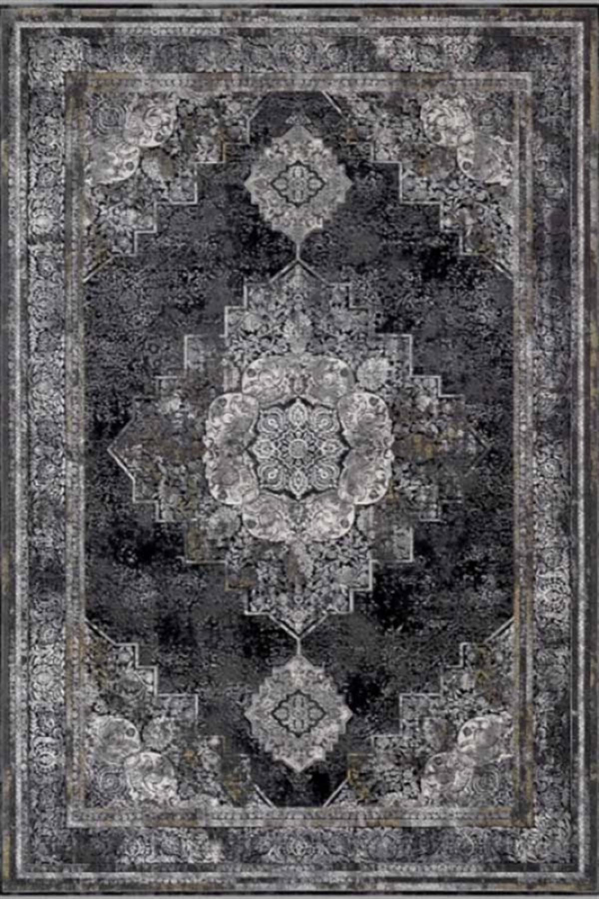 Dinarsu Arora 34678 Gri 11 mm Akrilik Silinebilir Yıkanabilir Orta Kaymaz Dikdörtgen Makine Dokuma Salon Halısı 200x300 cm