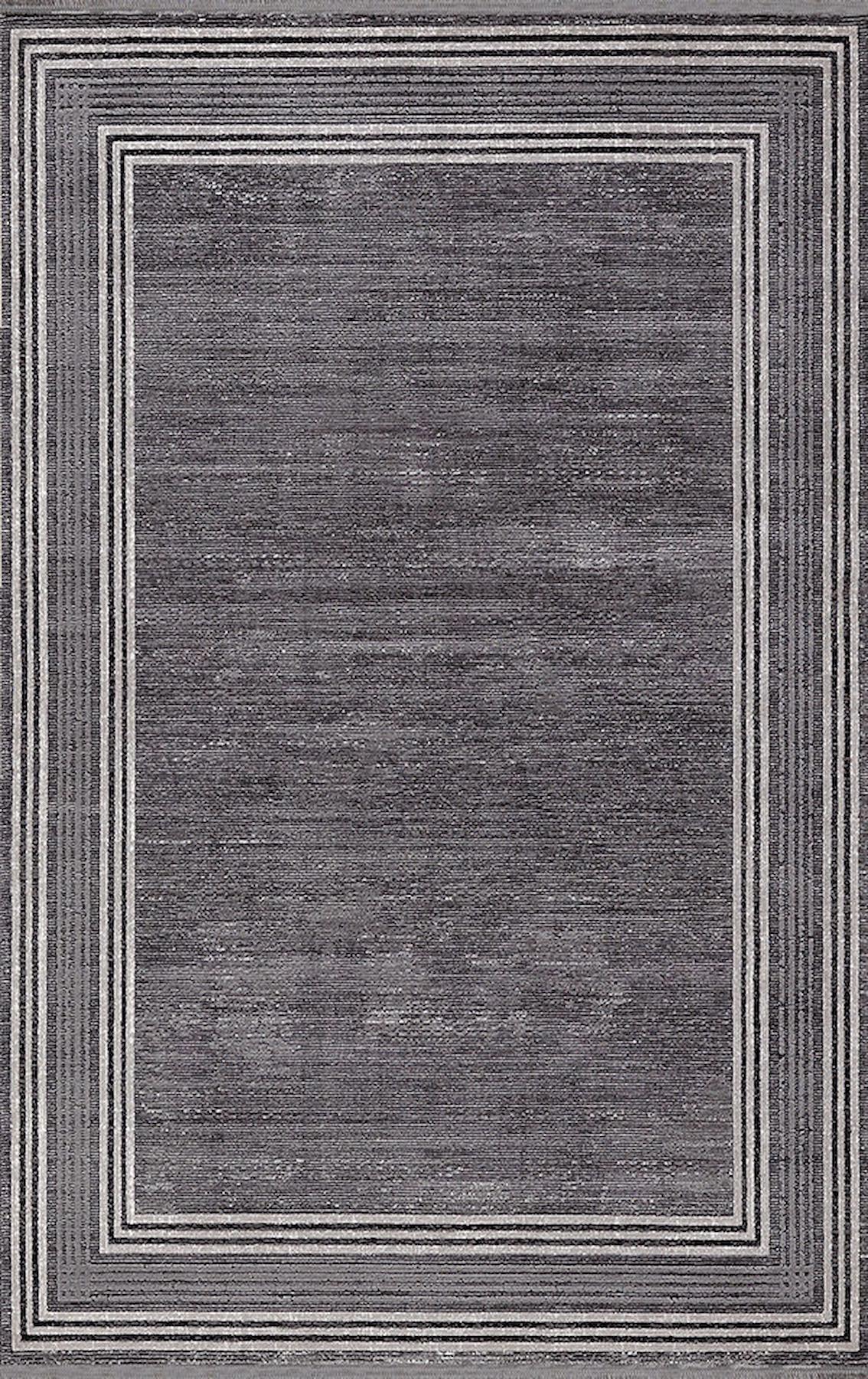 Merinos Therapy 36128 Beyaz - Siyah 12 mm Viskon Yumuşak Yıkanabilir Kalın Kaymaz Dot Taban Dikdörtgen Makine Dokuma Salon Halısı 100x150 cm
