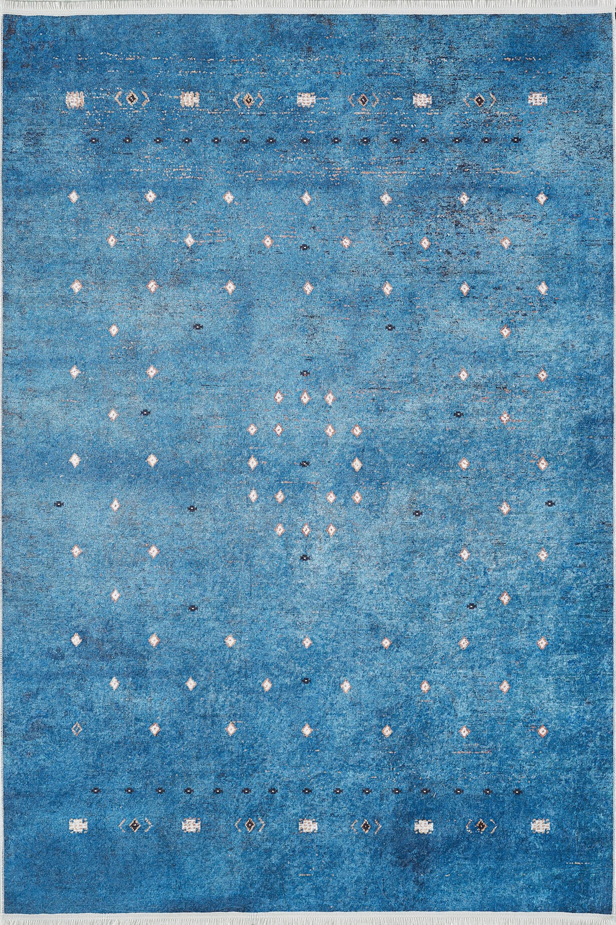 Halı Atölyesi HA526 Mavi 5 mm Pamuk Toz Tutmaz Yıkanabilir İnce Kaymaz Dikdörtgen Makine Dokuma Salon Halısı 120x180 cm