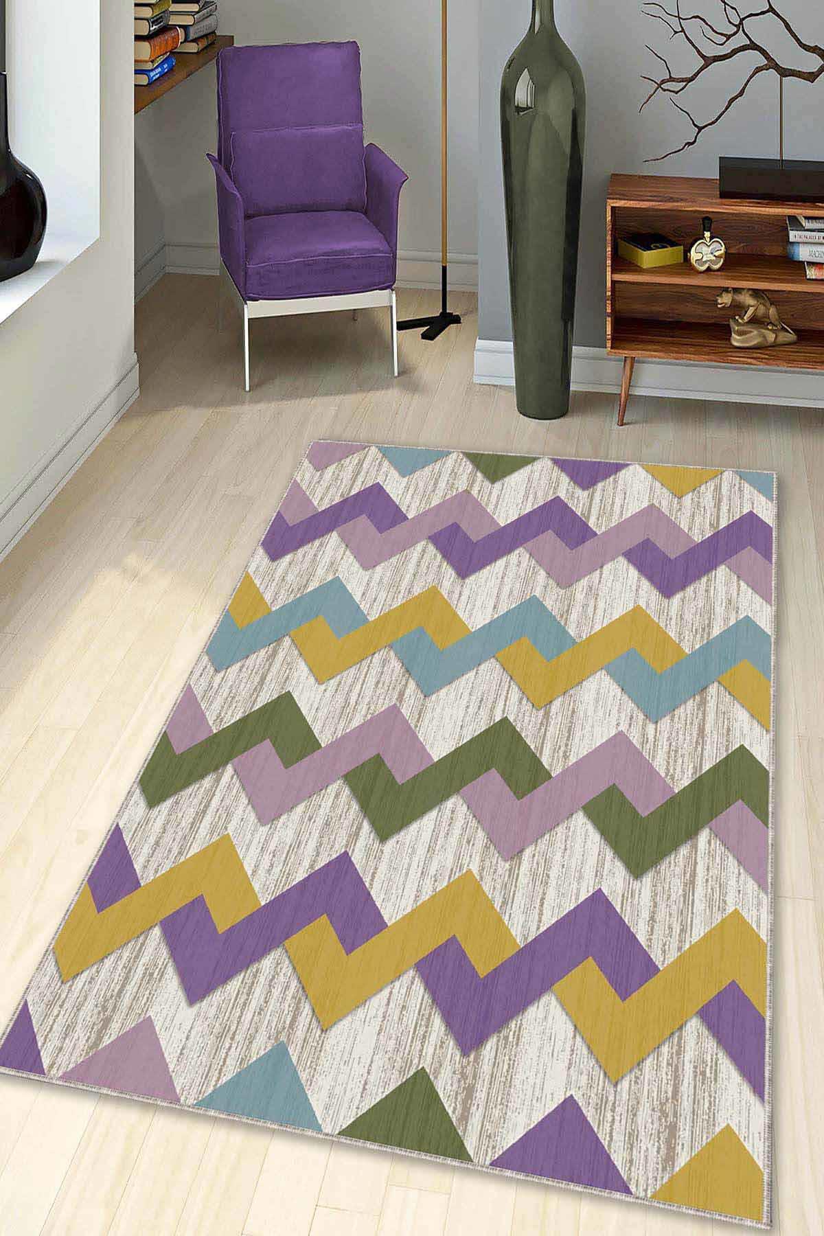 Viva Home KN008 Krem 7 mm Mikropolyester Leke Tutmaz Yıkanabilir Orta Kaymaz Dot Taban Dikdörtgen Makine Dokuma Oturma Odası Halısı 200x290 cm