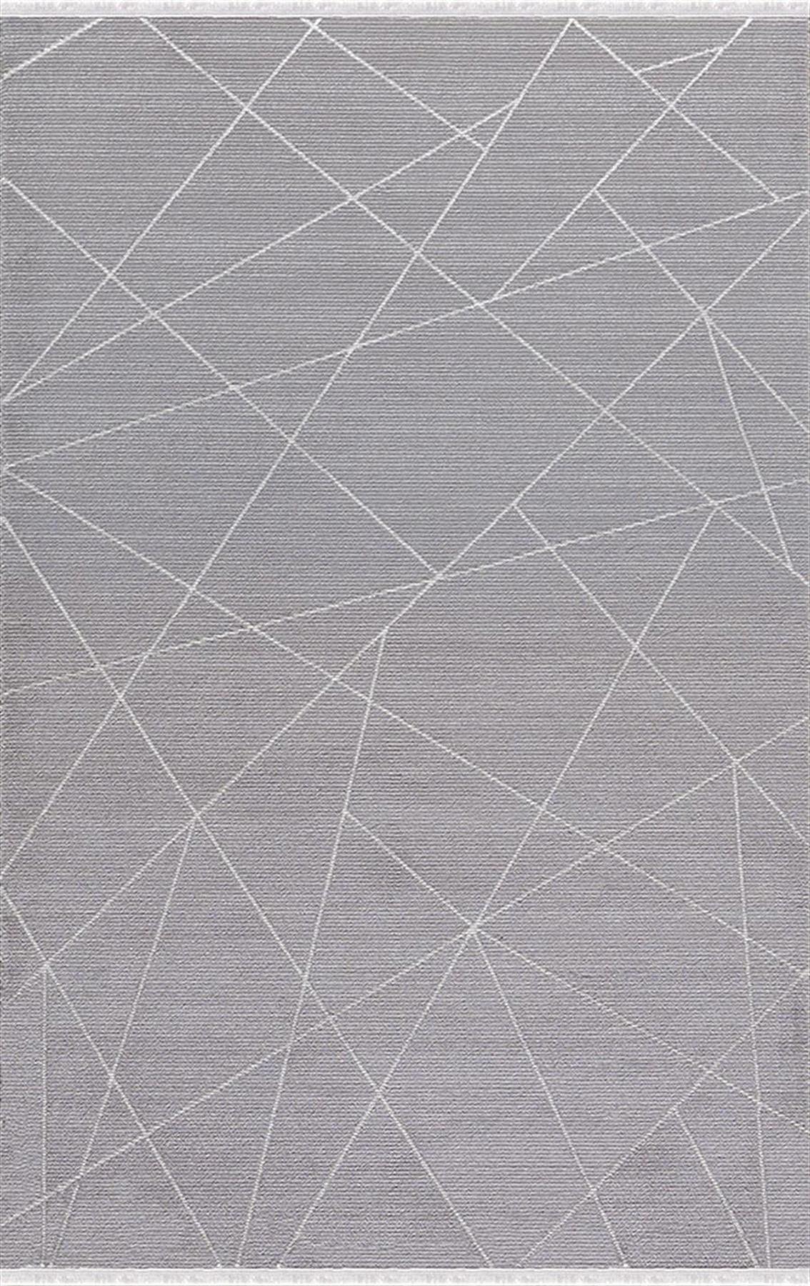 Merinos Diyez 37917 Gri 9 mm Akrilik Yıkanabilir İnce Kaymaz Dikdörtgen Makine Dokuma Salon Halısı 140x450 cm