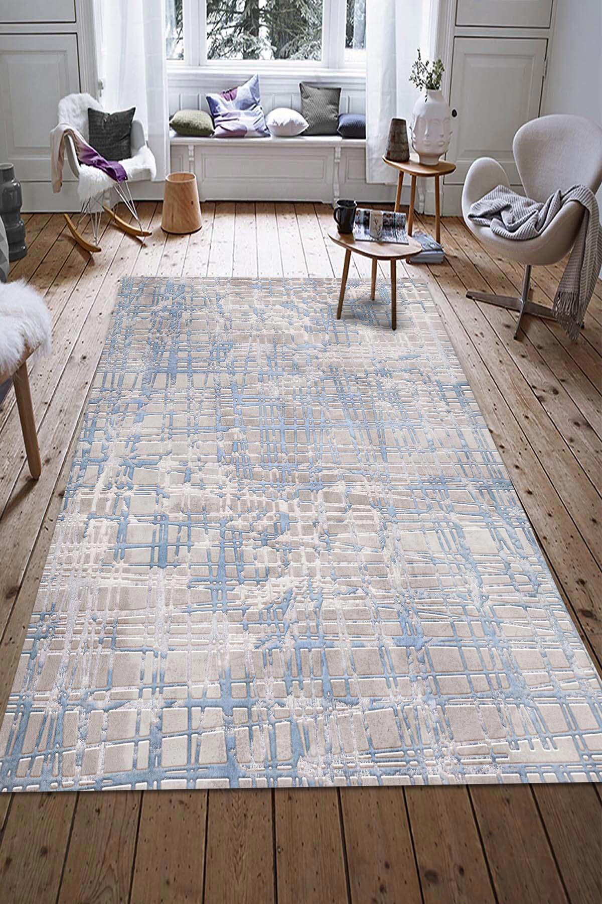 İlyaki Home Huner Krem 0.5 mm Pamuk Antialerjenik Yıkanabilir İnce Kaymaz Pamuk Taban Dikdörtgen Makine Dokuma Salon Halısı 180x280 cm