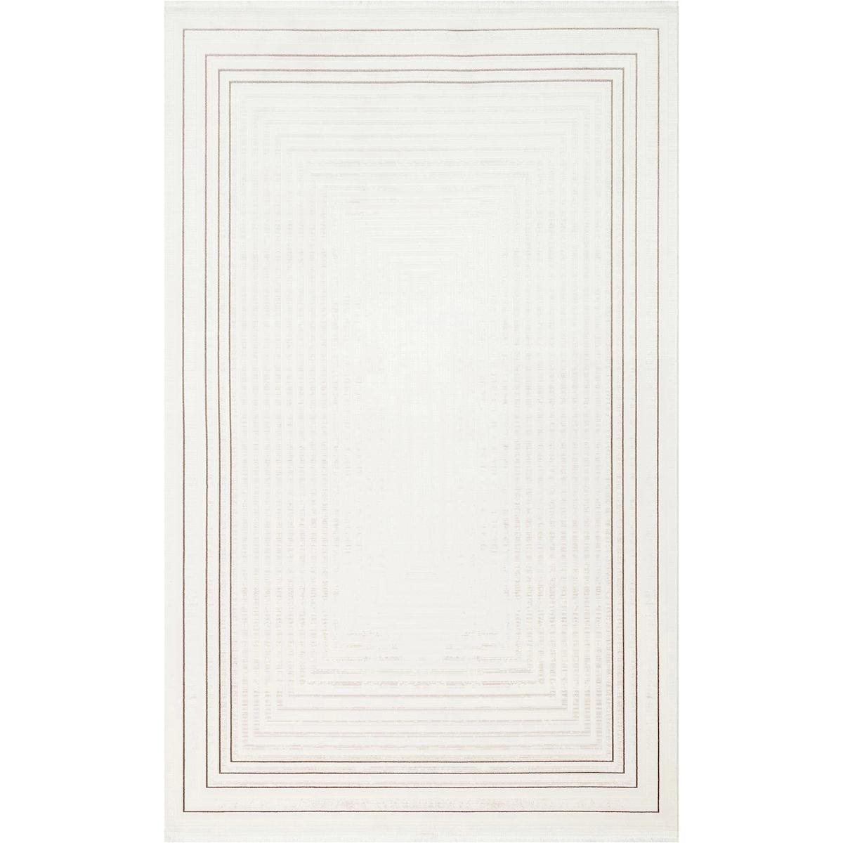Eko Halı Lykia LYK04 Krem 6-12 mm Akrilik-Polyester Silinebilir Yıkanabilir Orta Kaymaz Dikdörtgen Makine Dokuma Salon Halısı 80x150 cm