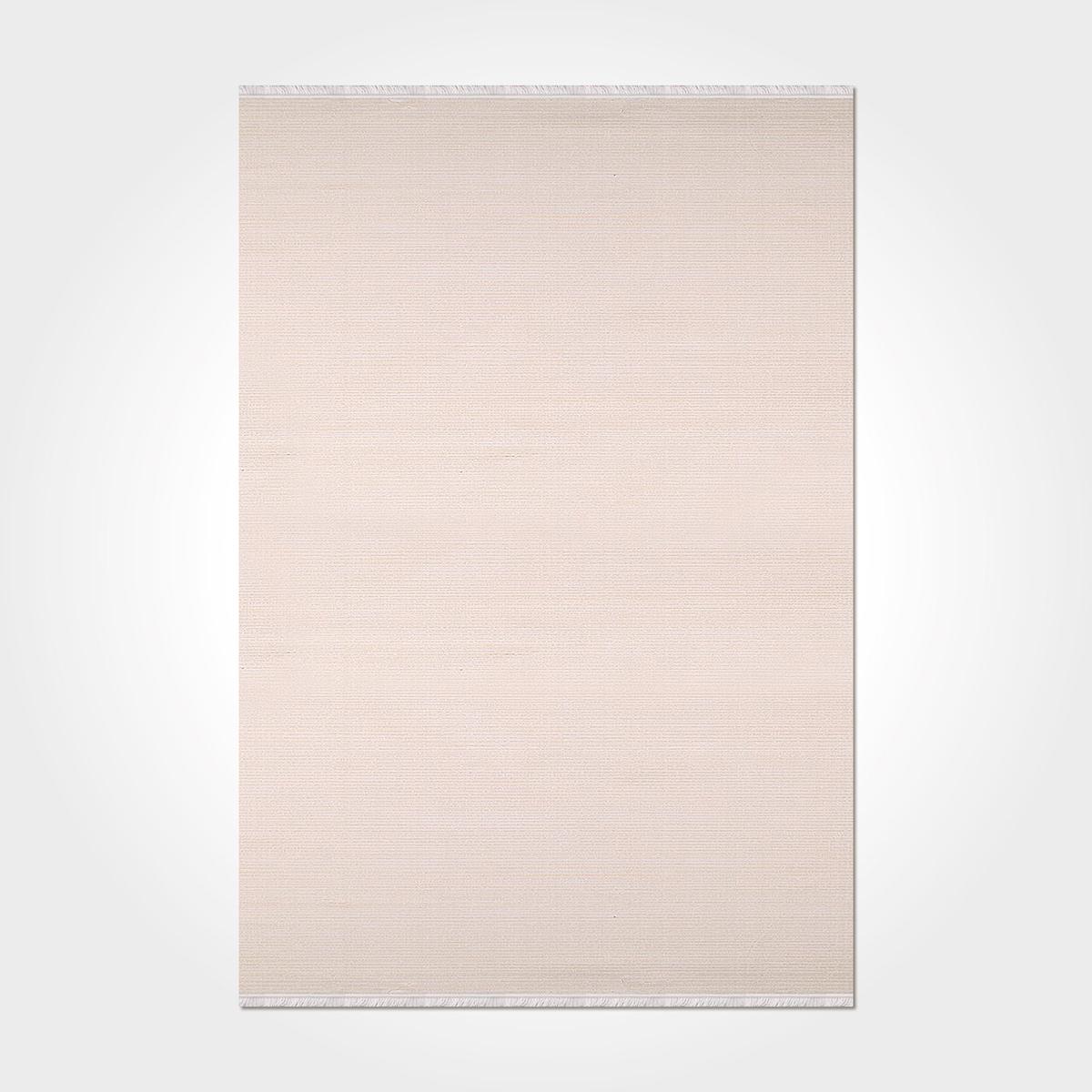 Dekozer Bej Polyester Yıkanabilir İnce Kaymaz Jüt Taban Dikdörtgen Makine Dokuma Salon Halısı 80x300 cm