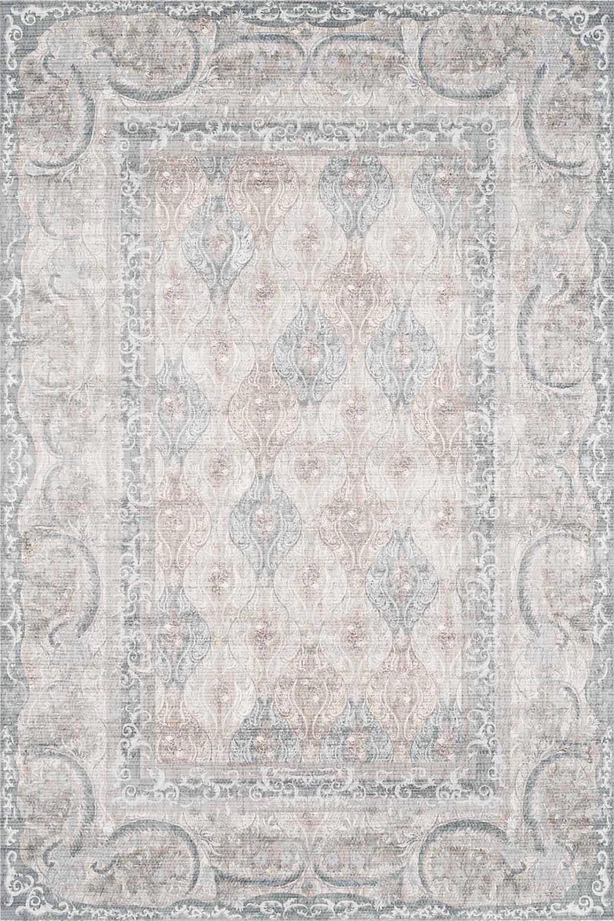 Aida Home Color Bowie Krem 0.5 mm Pamuk Antibakteriyel Yıkanabilir İnce Kaymaz Pamuk Taban Dikdörtgen Makine Dokuma Salon Halısı 80x80 cm