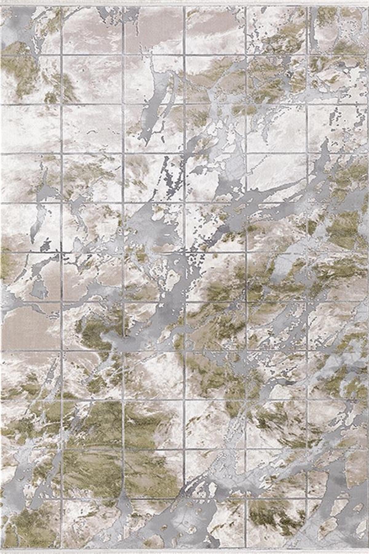 Efsane Halı Astra 31979 Yeşil 13 mm Akrilik Silinebilir Yıkanabilir Kalın Kaymaz Dikdörtgen Makine Dokuma Oturma Odası Halısı 80x200 cm
