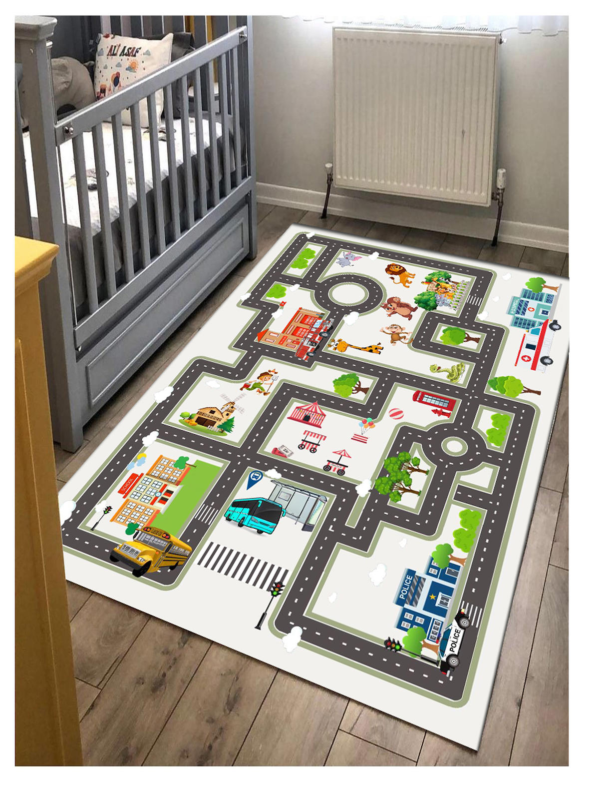 Sty Home Krem 0.8 mm Polyester Antialerjenik-Antibakteriyel-Koku Yapmaz Yıkanabilir İnce Kaymaz Dot Taban Dikdörtgen Makine Dokuma Halı 120x200 cm