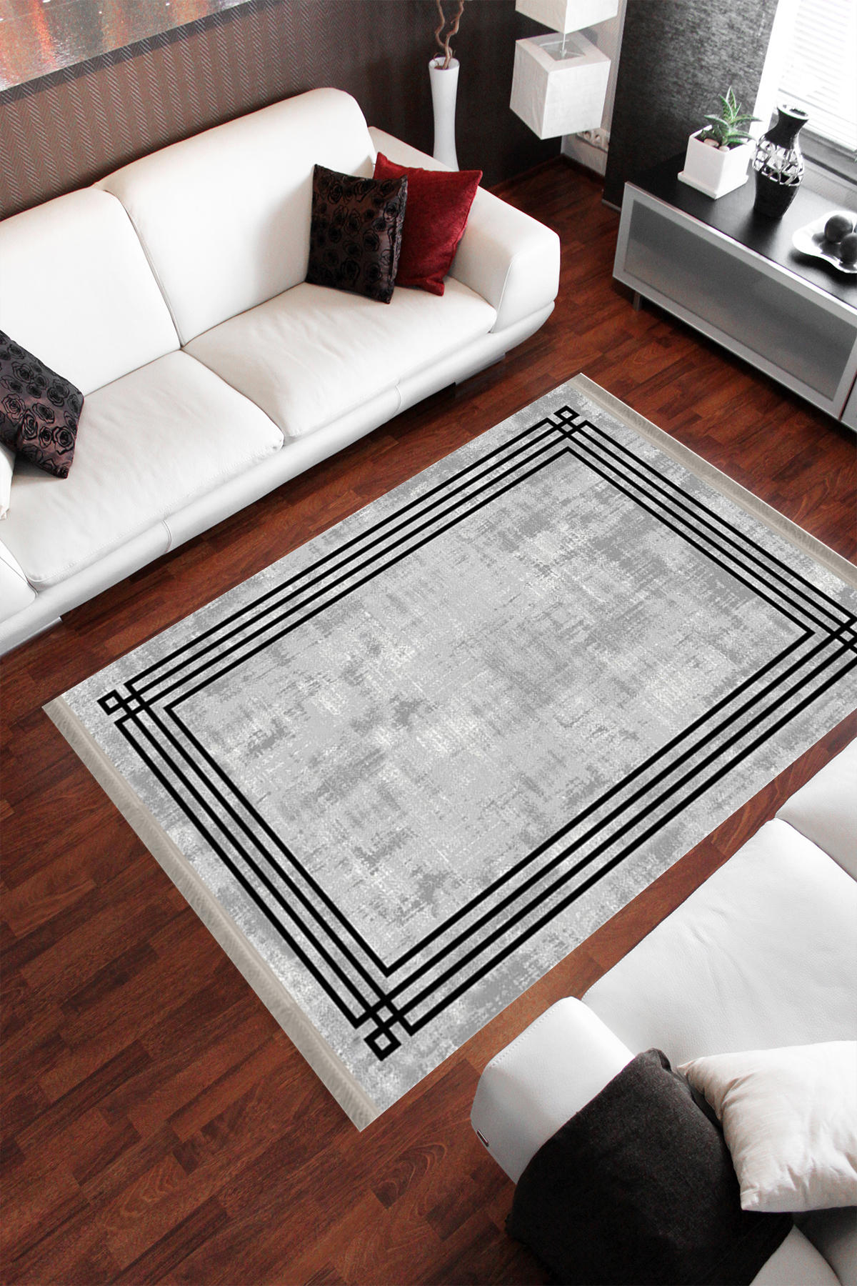 Homier Collection H-MD-0062A Krem 7 mm Pamuk Antibakteriyel Yıkanabilir Orta Kaymaz Dot Taban Dikdörtgen Makine Dokuma Salon Halısı 80x300 cm