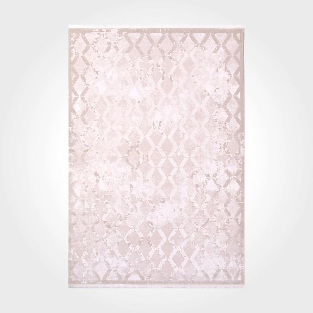 Crea Halı Elkenz 7558 Krem 4 mm Akrilik Toz Tutmaz Yıkanabilir İnce Pamuk Taban Soyut Temalı Dikdörtgen Makine Dokuma Salon Halısı 80x300 cm