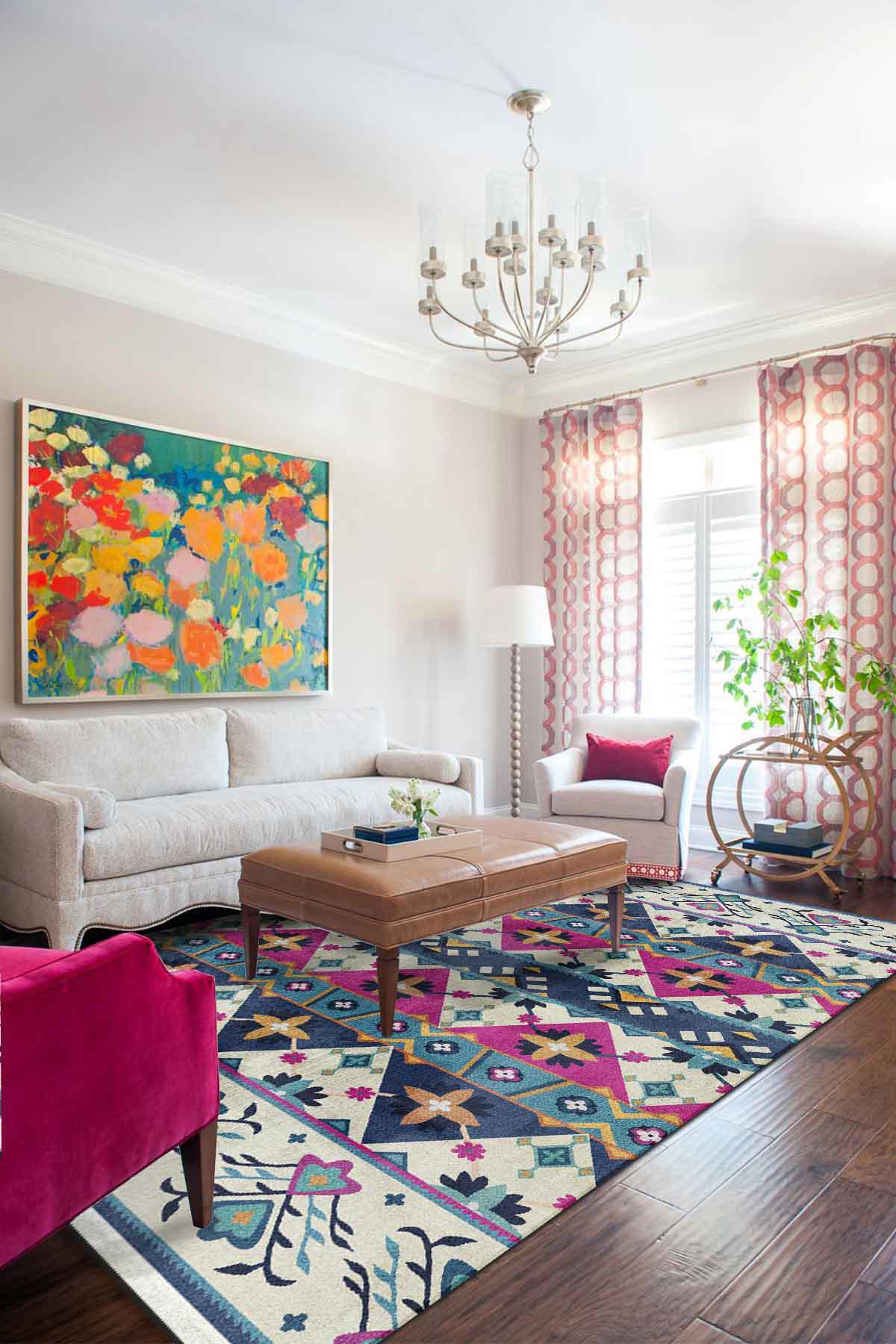 İlyaki Home Alsum Krem 0.5 mm Pamuk Yıkanabilir İnce Kaymaz Jüt Taban Dikdörtgen Makine Dokuma Salon Halısı 160x230 cm