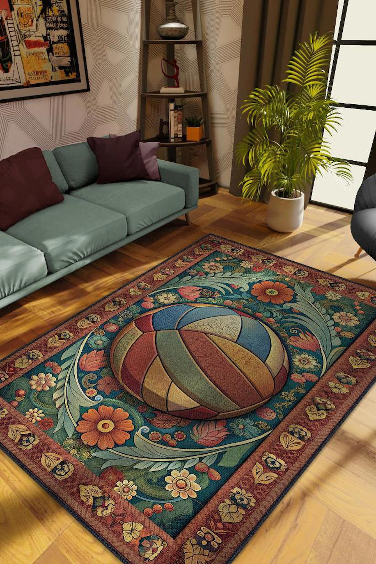 Homshtag Voleybol Krem 4 mm Pamuk Antistatik Yıkanabilir İnce Kaymaz Dikdörtgen Makine Dokuma Genç Odası Halısı 100x300 cm
