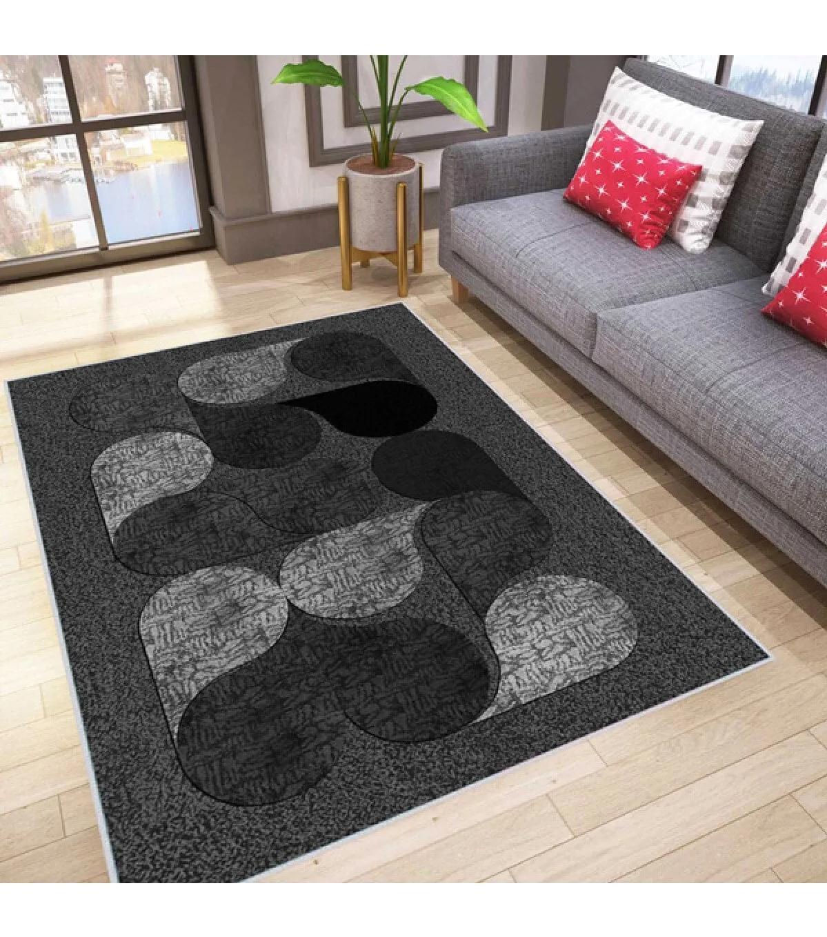Rovigo Home RVG0027-SD916 Gri 8 mm Polyester Yıkanabilir Orta Kaymaz Dot Taban Dikdörtgen Makine Dokuma Salon Halısı 200x300 cm