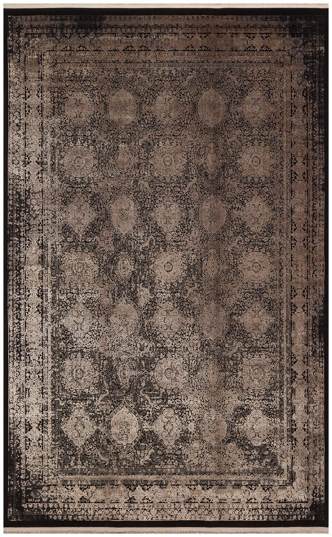 Eko Halı Anatolia ANT02 Antrasit - Vizon 10 mm Akrilik Silinebilir Yıkanabilir Orta Kaymaz Dikdörtgen Makine Dokuma Salon Halısı 120x180 cm