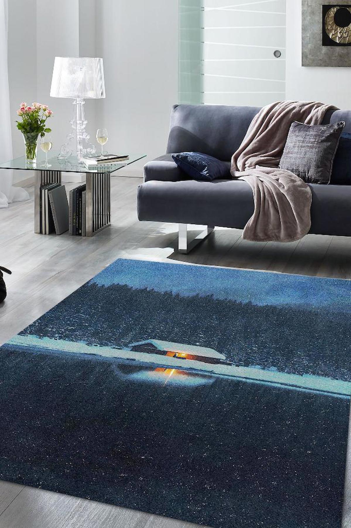 Homshtag Göl Evi Krem 4 mm Pamuk Antistatik Yıkanabilir İnce Kaymaz Dikdörtgen Makine Dokuma Salon Halısı 120x160 cm