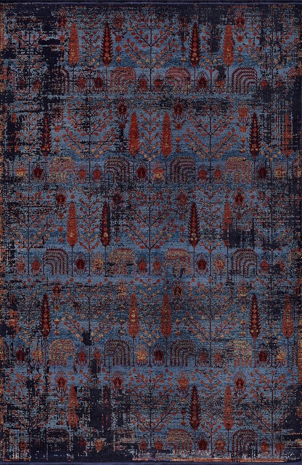 Artemis Halı 6471B Lacivert 5 mm Akrilik Yıkanabilir İnce Kaymaz Jüt Taban Dikdörtgen Makine Dokuma Salon Halısı 160x160 cm