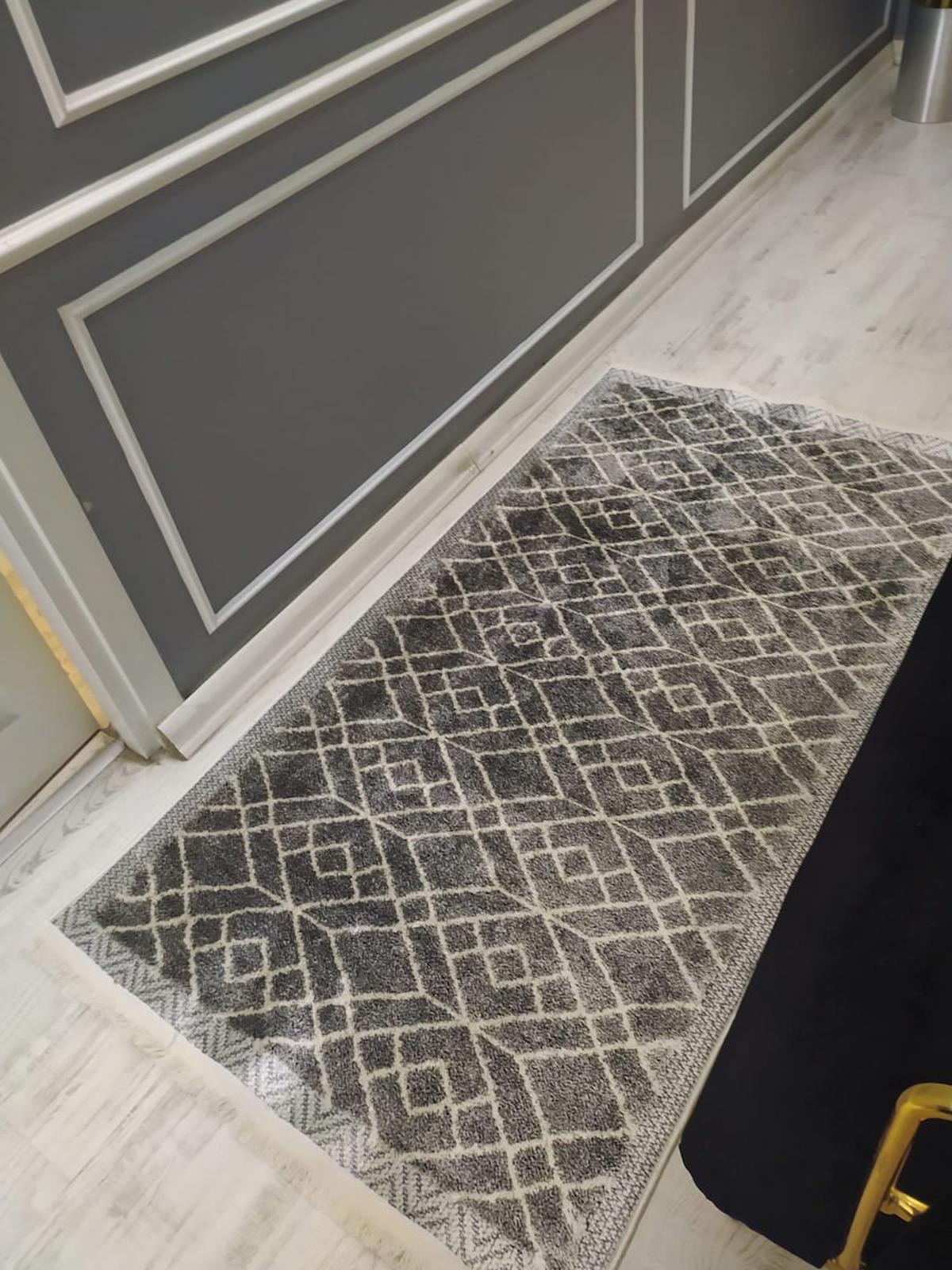 Doruklar Home Collection Gri 0.8 mm Polyester Yıkanabilir Kaymaz Taban Dikdörtgen Makine Dokuma Halı 160x235 cm
