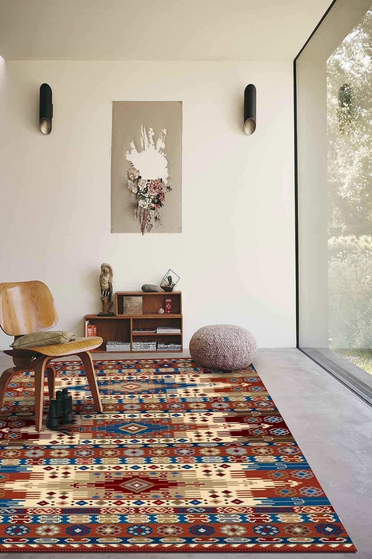 Latte Dizayn Belinay Krem 0.5 mm Pamuk Antibakteriyel Yıkanabilir İnce Kaymaz Taban Dikdörtgen Makine Dokuma Salon Halısı 80x150 cm