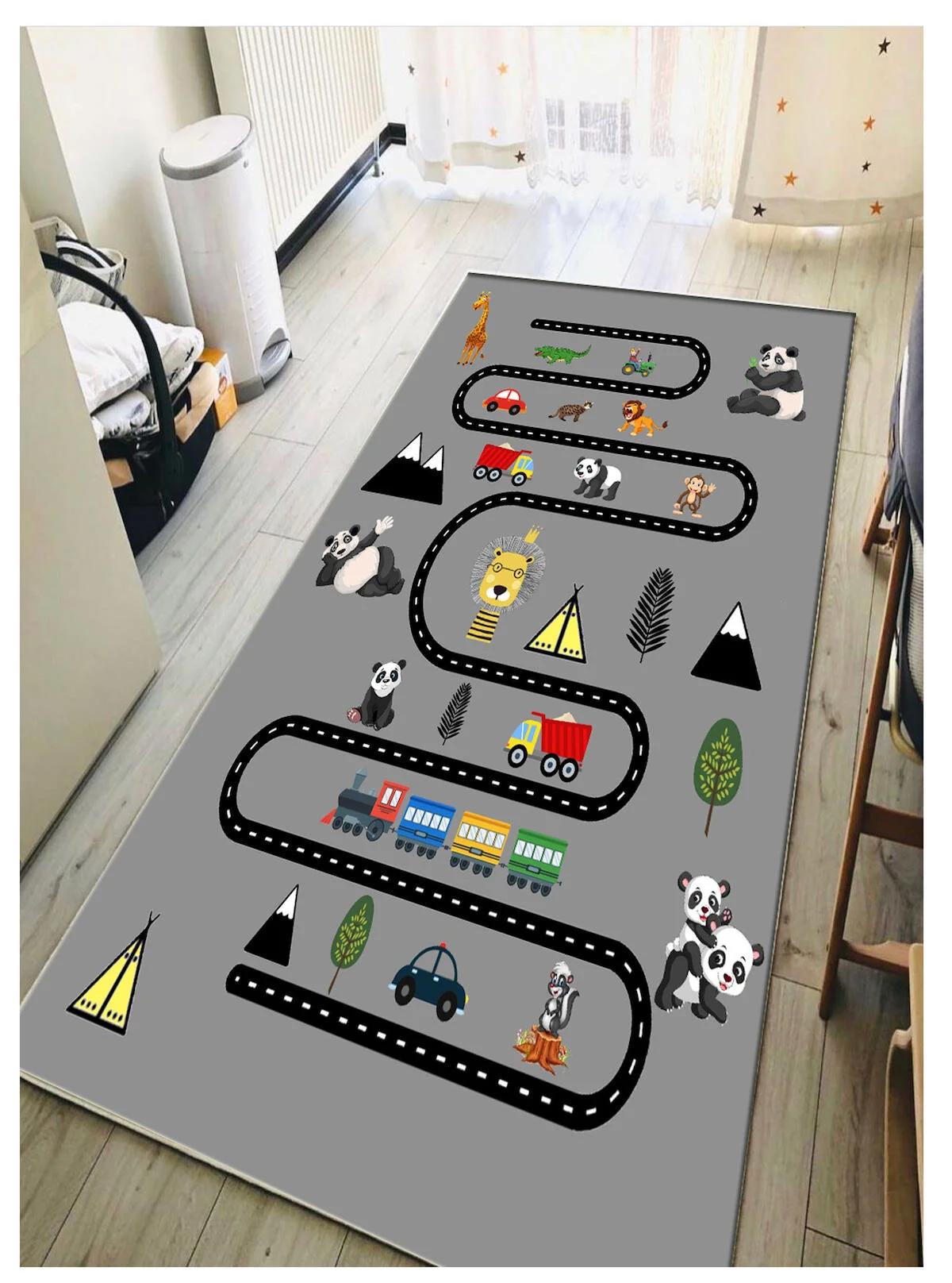 Sty Home Çok Renkli 0.8 mm Polyester Antialerjenik-Antibakteriyel-Koku Yapmaz Yıkanabilir İnce Kaymaz Dot Taban Hayvan Desenli Dikdörtgen Makine Dokuma Halı 120x180 cm