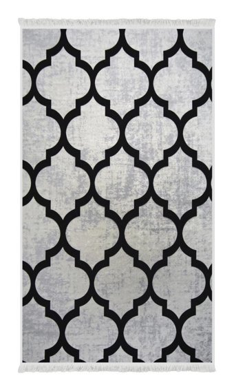 Dijidekor Gri 6 mm Polyester Antialerjenik Yıkanabilir İnce Kaymaz Dot Taban Dikdörtgen Makine Dokuma Salon Halısı 160x235 cm