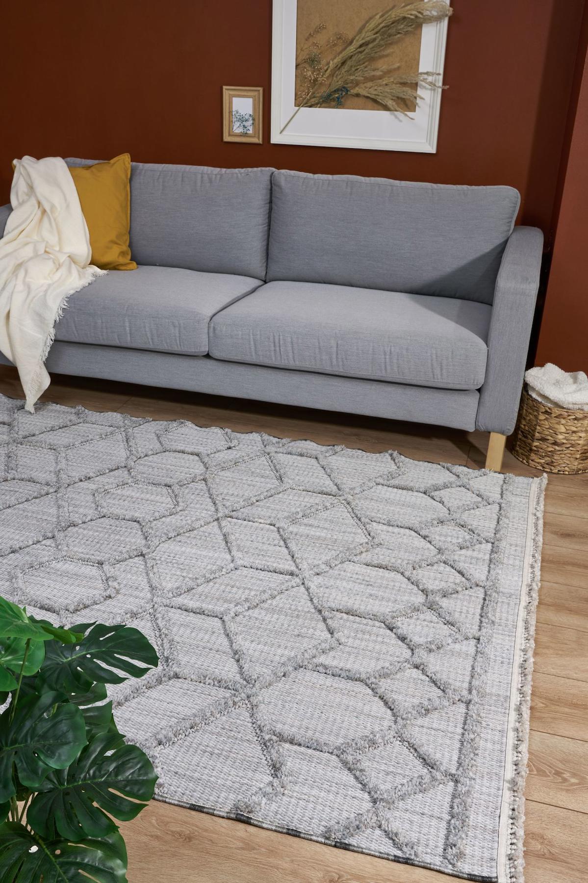 Apex Vesta 9523 Çok Renkli Pamuk Yıkanabilir İnce Kaymaz Jüt Taban Dikdörtgen Makine Dokuma Salon Halısı 80x200 cm