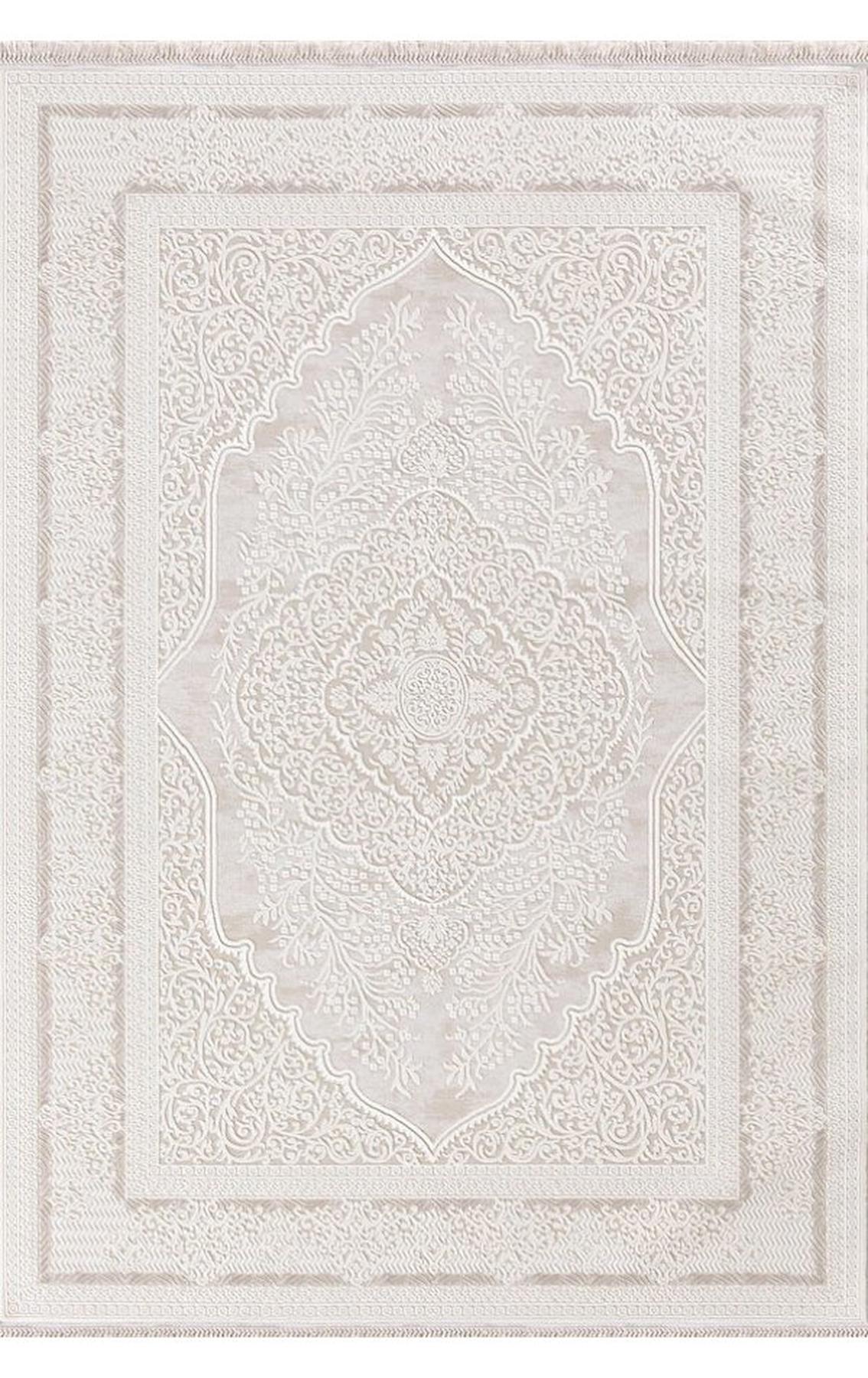 Merinos Rodin 32800 Krem 11 mm Akrilik Toz Tutmaz Yıkanabilir Kalın Kaymaz Dikdörtgen Makine Dokuma Salon Halısı 100x150 cm