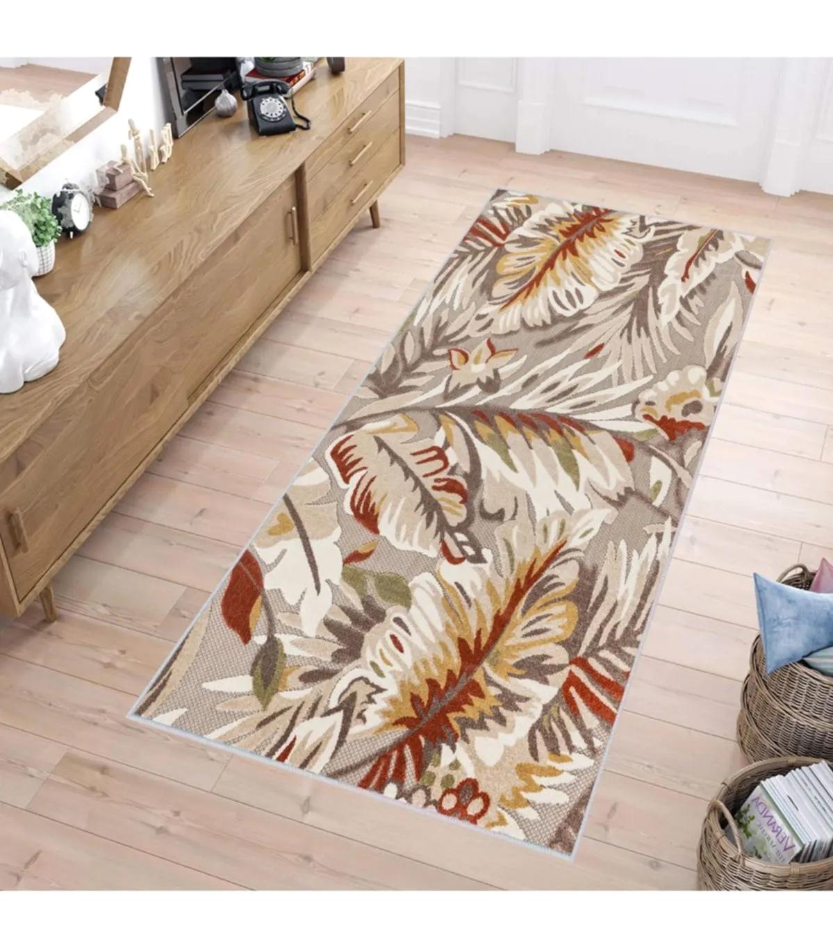 Rovigo Home RVG1704 Krem 8 mm Polyester Antibakteriyel-Leke Tutmaz-Toz Tutmaz Yıkanabilir İnce Kaymaz Dot Taban Dikdörtgen Makine Dokuma Salon Halısı 100x200 cm