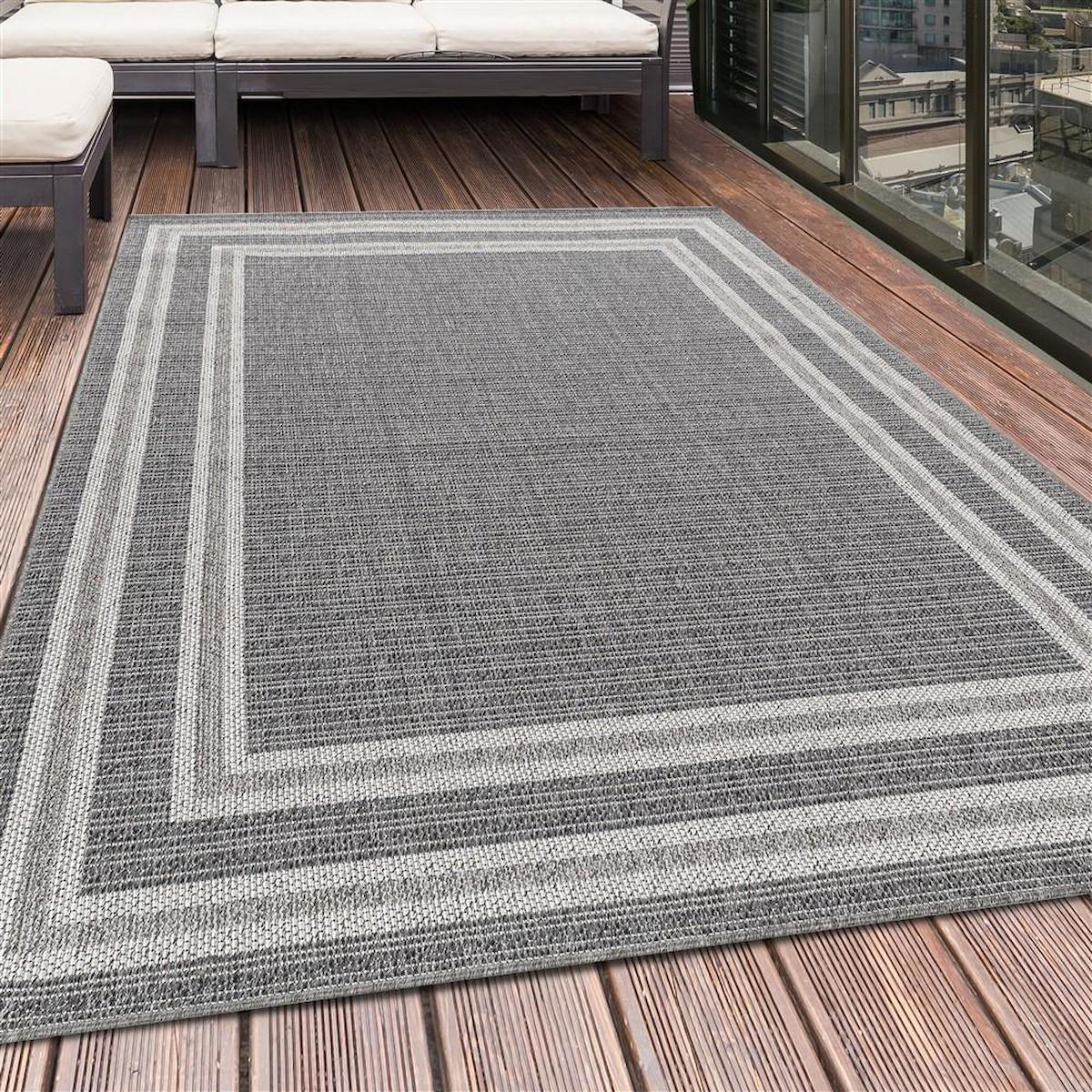 Red Halı Gri 4 mm Polipropilen Toz Tutmaz Yıkanabilir İnce Jüt Taban Dikdörtgen Makine Dokuma Balkon-Teras Halısı 60x100 cm