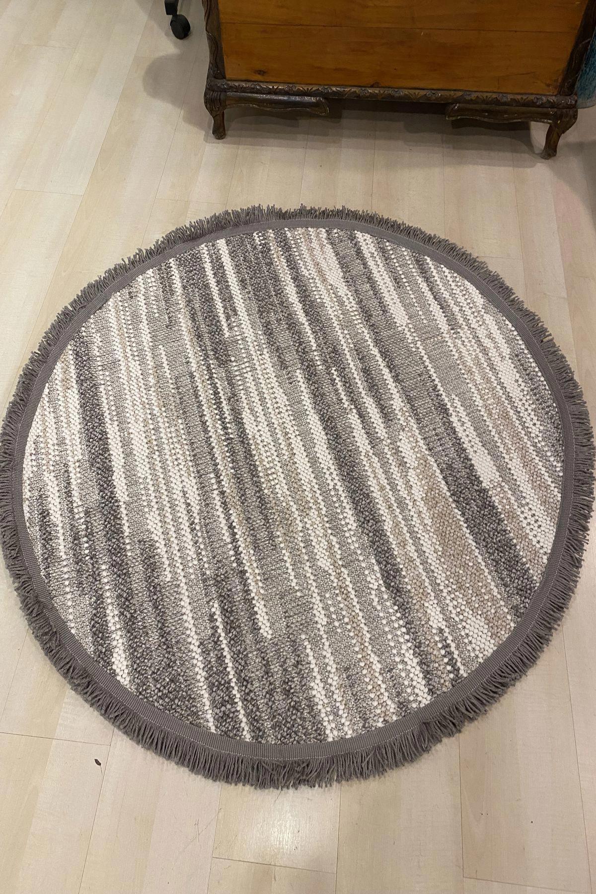 Eko Halı Motto MOT01 Krem 10 mm Polyester Silinebilir Yıkanabilir Orta Kaymaz Yuvarlak Makine Dokuma Salon Halısı 80x700 cm