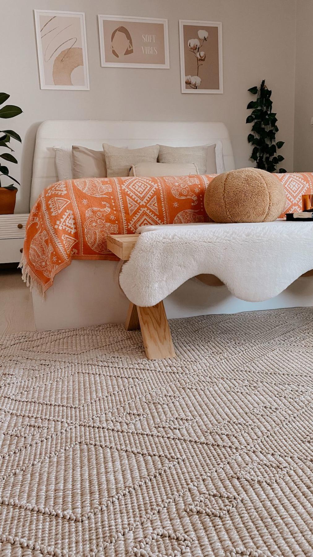 Apex Havana 8562 Çok Renkli Pamuk Yıkanabilir İnce Kaymaz Jüt Taban Dikdörtgen Makine Dokuma Salon Halısı 80x120 cm