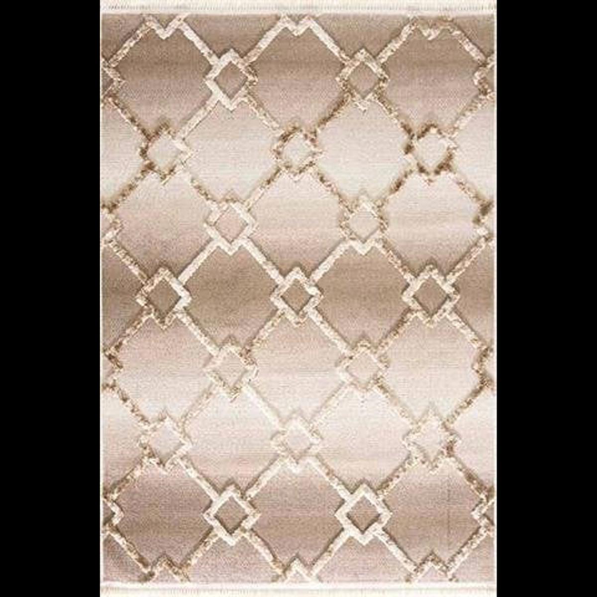Hoom Rugs Step 2208 Vizon 10 mm Polipropilen Antialerjenik Kalın Kaymaz Pamuk Taban Dikdörtgen Makine Dokuma Salon Halısı 80x150 cm