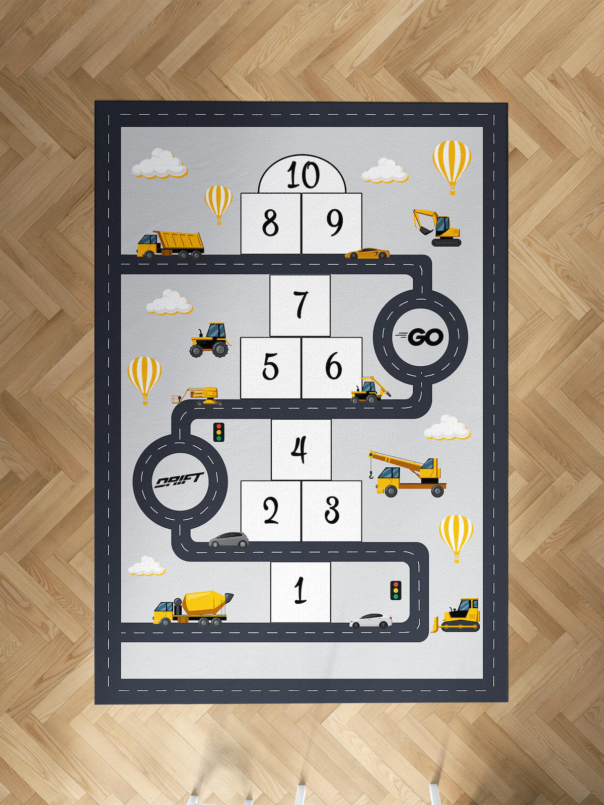 Mekta Home İş Makinası Çok Renkli 10 mm Antibakteriyel Yıkanabilir İnce Kaymaz Dot Taban Dikdörtgen Makine Dokuma Çocuk Odası Halısı 120x300 cm
