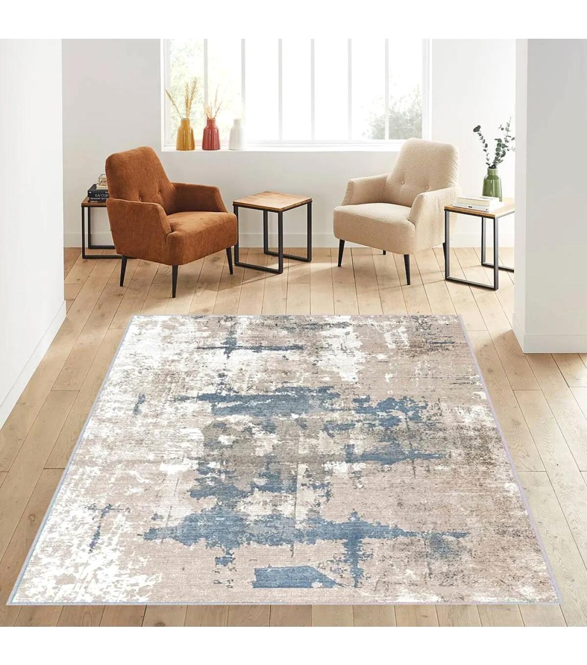 Rovigo Home RVG0573 Krem 8 mm Polyester Antibakteriyel-Leke Tutmaz-Toz Tutmaz Yıkanabilir İnce Kaymaz Dot Taban Dikdörtgen Makine Dokuma Salon Halısı 100x300 cm