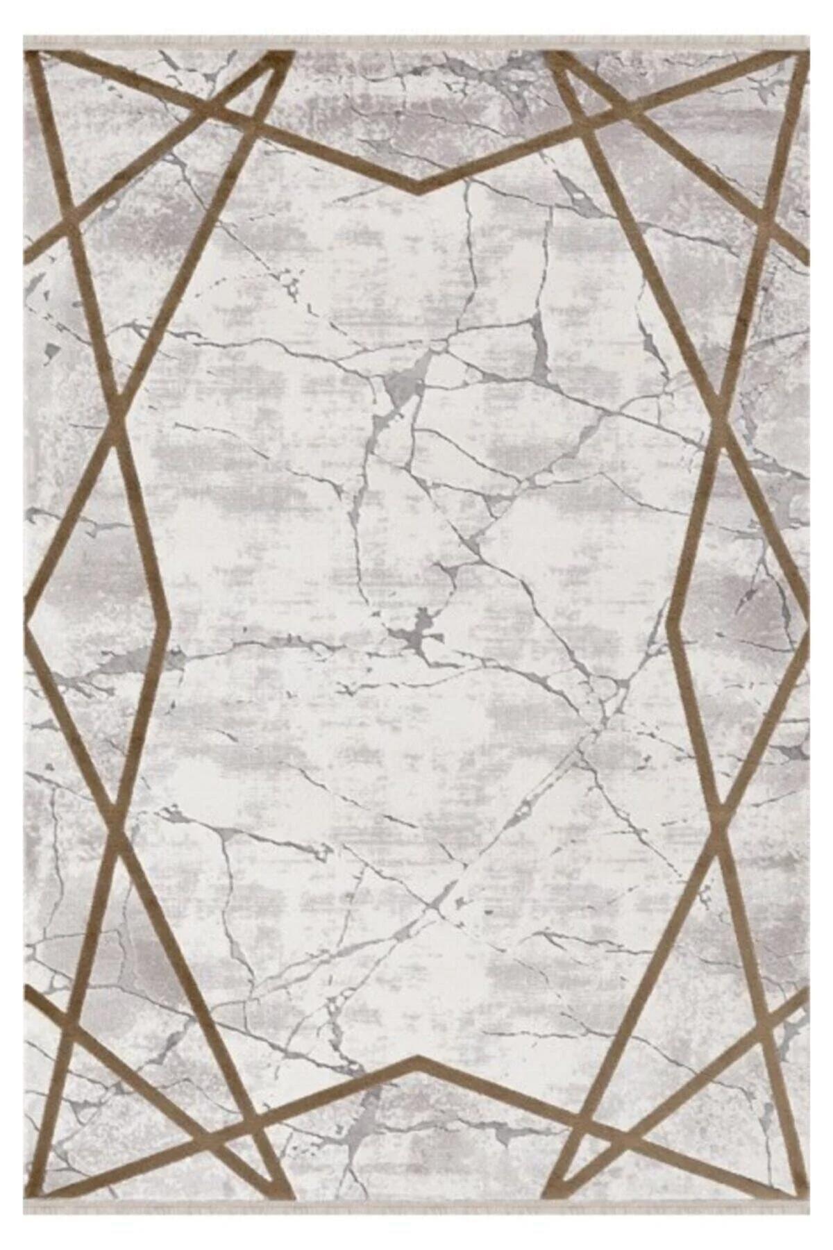 Merinos  Therapy 33261 Kahverengi - Krem 11 mm Yıkanabilir İnce Kaymaz Dikdörtgen Makine Dokuma Salon Halısı 100x150 cm