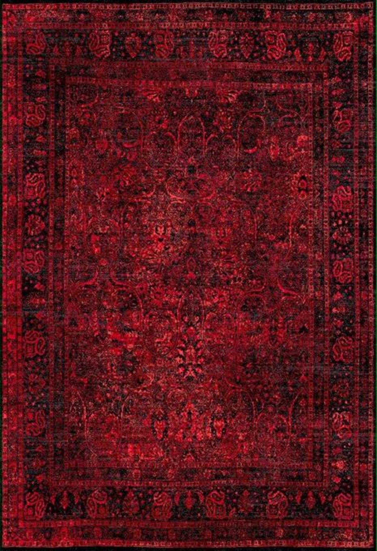 Elexsus Loca 3108 Kırmızı 8 mm Viskon Silinebilir Yıkanabilir Orta Kaymaz Dikdörtgen Makine Dokuma Oturma Odası-Salon Halısı 200x290 cm