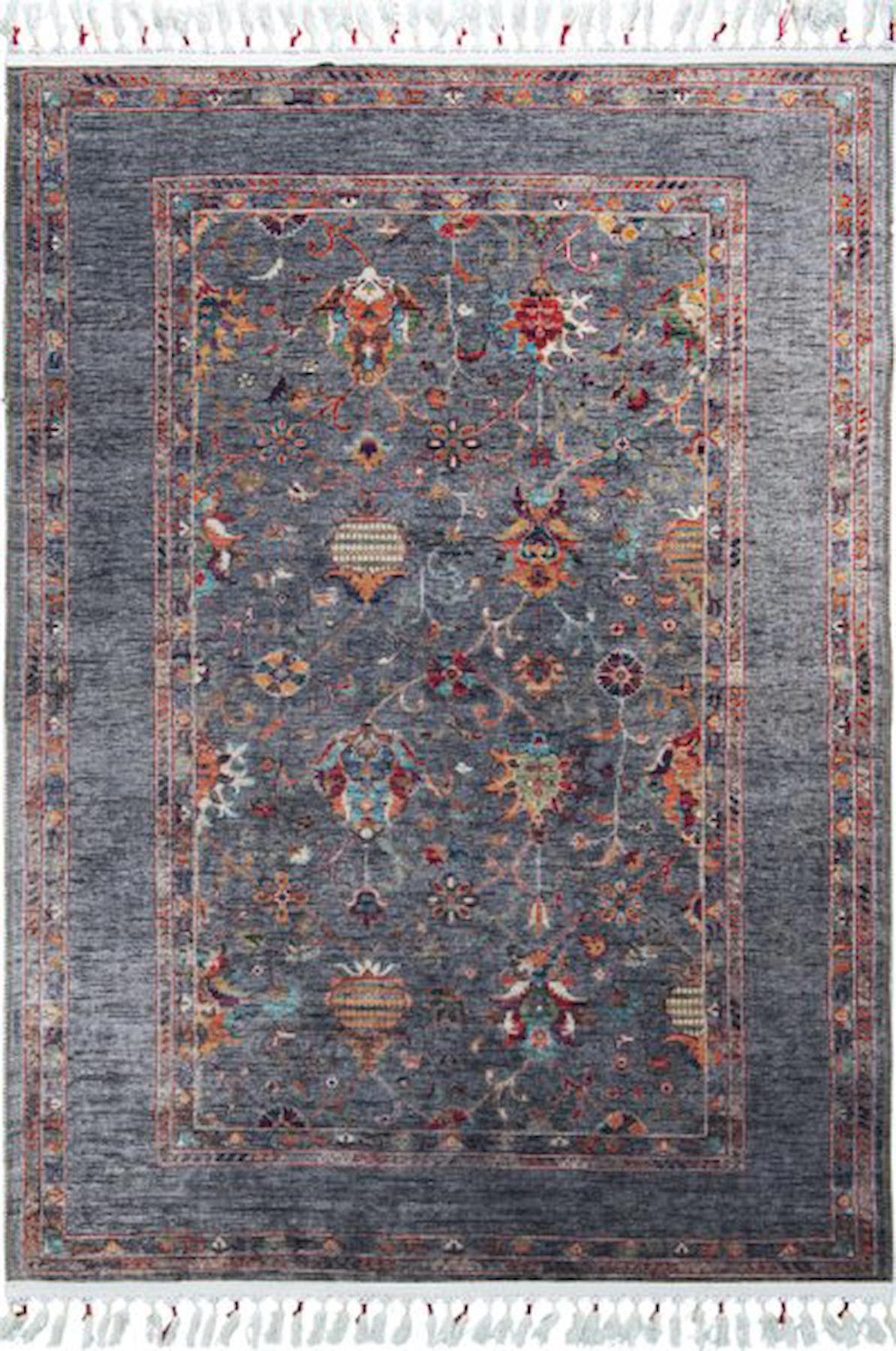 Tuğra Halı Şal 10620 Çok Renkli 10 mm Akrilik Toz Tutmaz Yıkanabilir İnce Kaymaz Örme Taban Dikdörtgen Makine Dokuma Antre-Oturma Odası-Salon-Yatak Odası Halısı 160x230 cm