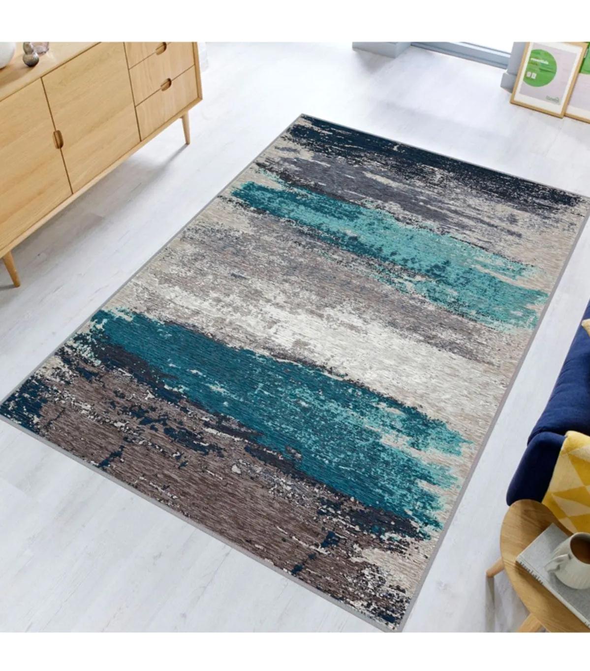 Rovigo Home RVG1800 Gri 8 mm Polyester Antibakteriyel-Leke Tutmaz-Toz Tutmaz Yıkanabilir İnce Kaymaz Dot Taban Dikdörtgen Makine Dokuma Salon Halısı 80x350 cm