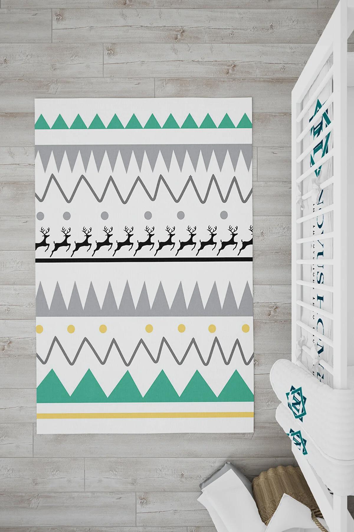 Novus Home Punto Serisi Çok Renkli 7 mm Polyester Antibakteriyel-Toz Tutmaz-Yalıtıma Yardımcı Yıkanabilir İnce Kaymaz Taban Yuvarlak Makine Dokuma Çocuk Odası Halısı 200x290 cm