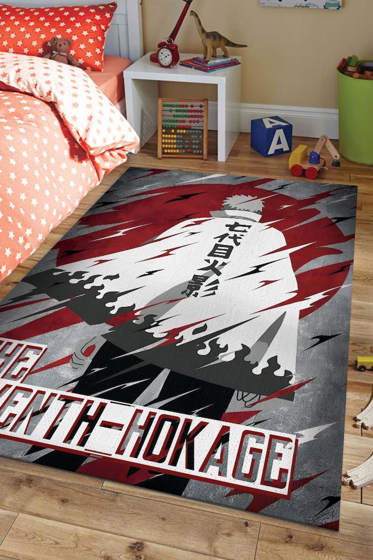 Homshtag Yedinci Hokage Oldum Krem 4 mm Pamuk Antistatik Yıkanabilir İnce Kaymaz Dikdörtgen Makine Dokuma Genç Odası Halısı 180x280 cm