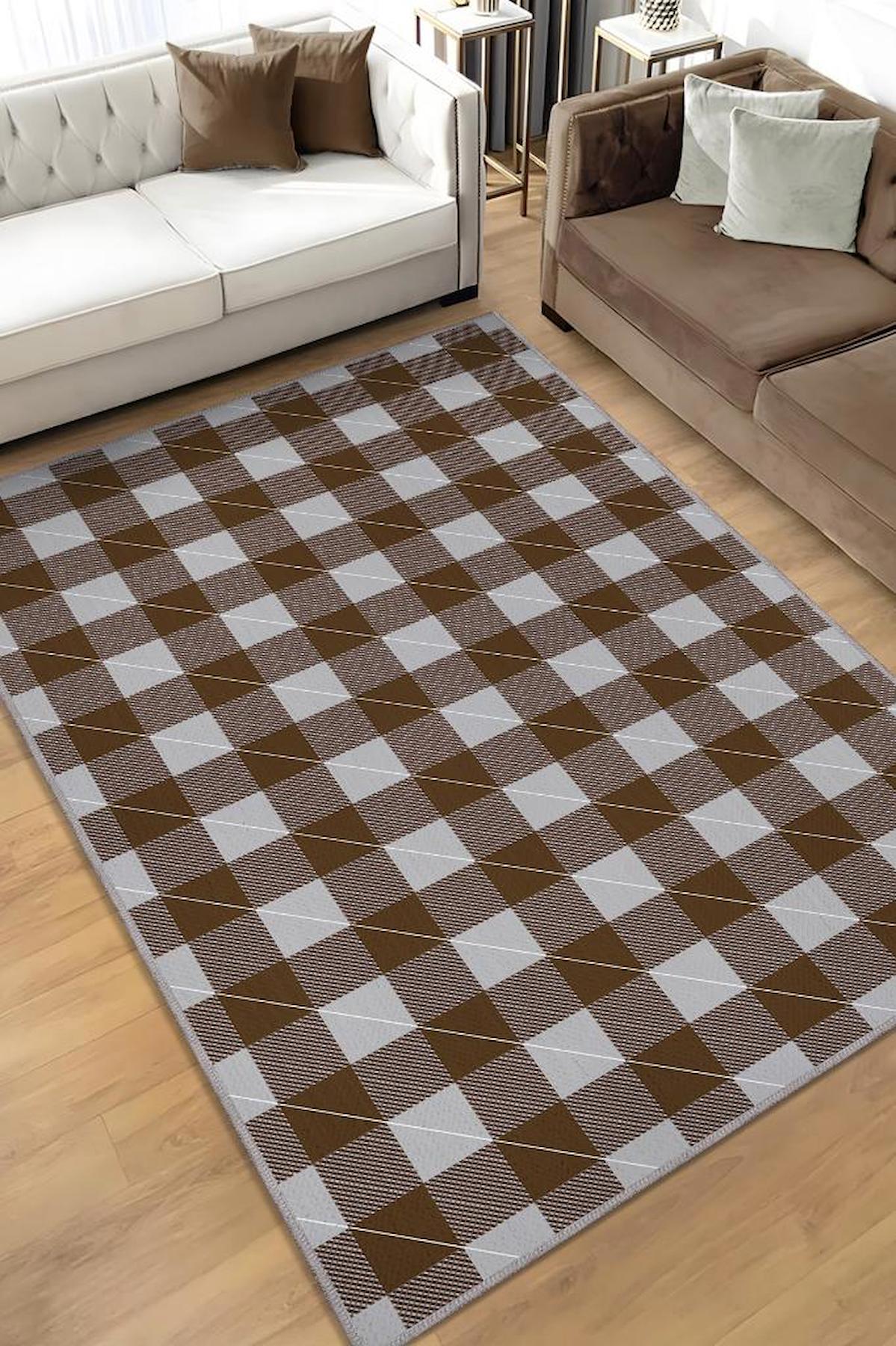 Homshtag Çok Renkli 4 mm Pamuk Antistatik Yıkanabilir İnce Kaymaz Dikdörtgen Makine Dokuma Salon Halısı 133x190 cm