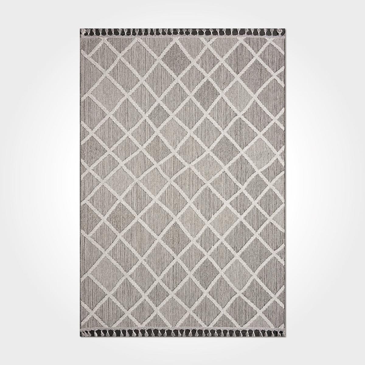 Crea Halı Nepal 9964N Krem 7 mm Polipropilen Toz Tutmaz Yıkanabilir Orta Geometrik Dikdörtgen Makine Dokuma Salon Halısı 120x600 cm