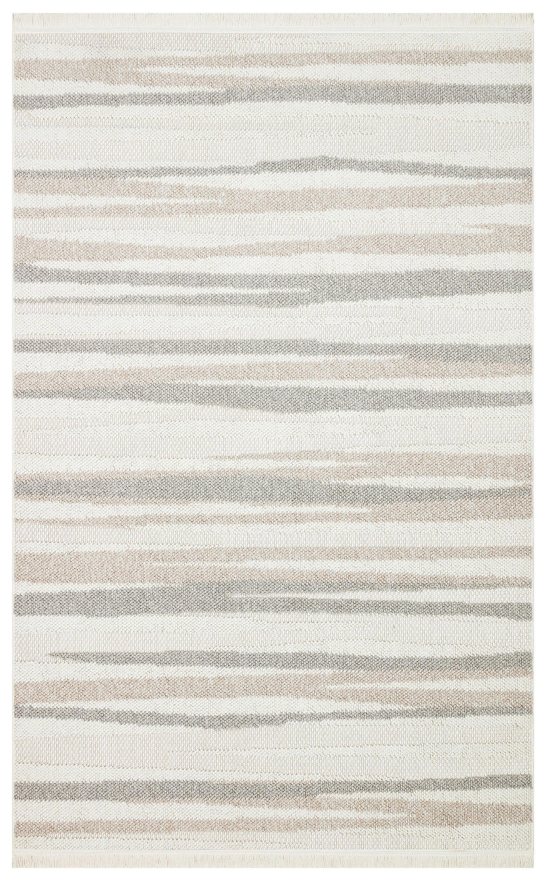 Eko Halı Motto MOT02 Krem 10 mm Polyester Hav Tutmaz Yıkanabilir İnce Kaymaz Dikdörtgen Makine Dokuma Salon Halısı 133x190 cm