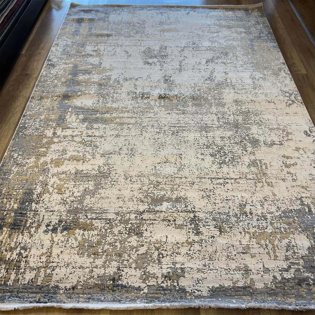Hoom Rugs Exclusive Miami 60542 Gri-Mavi 8 mm Polyester Antialerjenik Yıkanabilir Orta Kaymaz Dikdörtgen Makine Dokuma Salon Halısı 200x200 cm